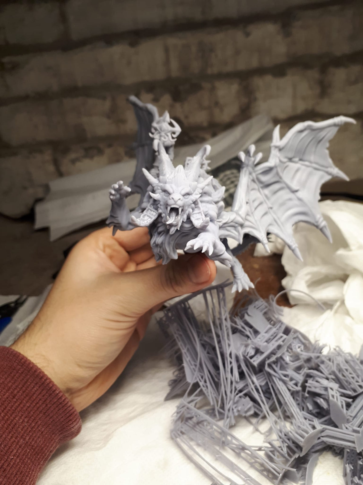 Manticore Mage, resin miniature, 28mm heroic scale unpainted resin, view 2