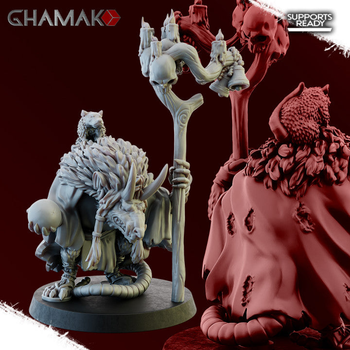 Master Sohei Farseer, resin miniature, 28mm heroic scale unpainted resin, view 2