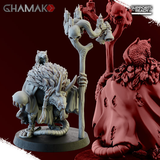 Master Sohei Farseer, resin miniature, 28mm heroic scale unpainted resin, view 2