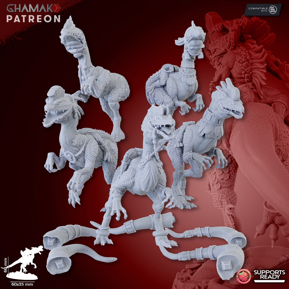 Parasauro Warlocks (5 Units), resin miniature, 28mm heroic scale unpainted resin, view 2