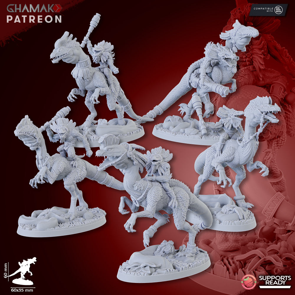 Parasauro Warlocks (5 Units), resin miniature, 28mm heroic scale unpainted resin, view 3