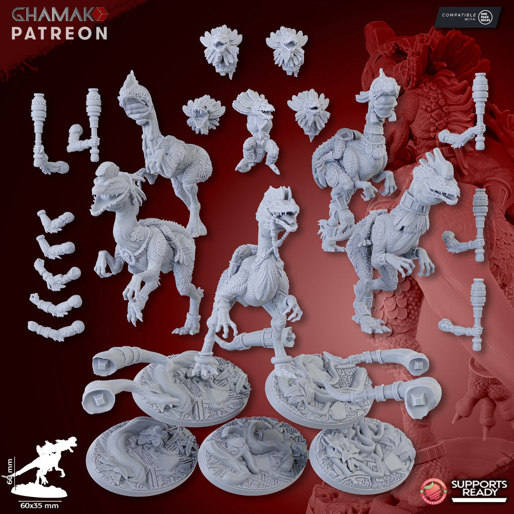 Parasauro Warlocks (5 Units), resin miniature, 28mm heroic scale unpainted resin, view 4