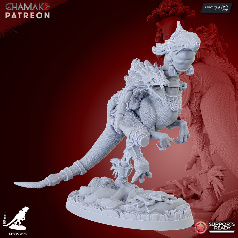 Parasauro Warlocks (5 Units), resin miniature, 28mm heroic scale unpainted resin, view 5