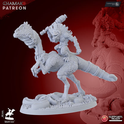Parasauro Warlocks (5 Units), resin miniature, 28mm heroic scale unpainted resin, view 6