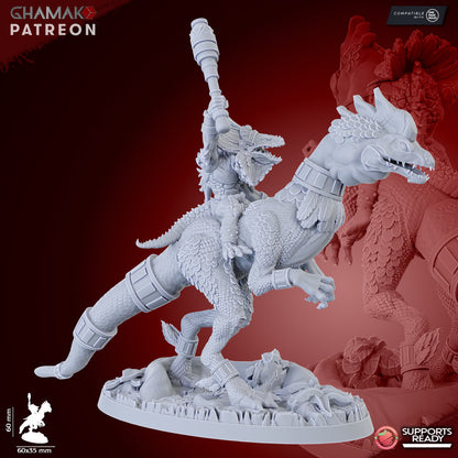 Parasauro Warlocks (5 Units), resin miniature, 28mm heroic scale unpainted resin, view 8