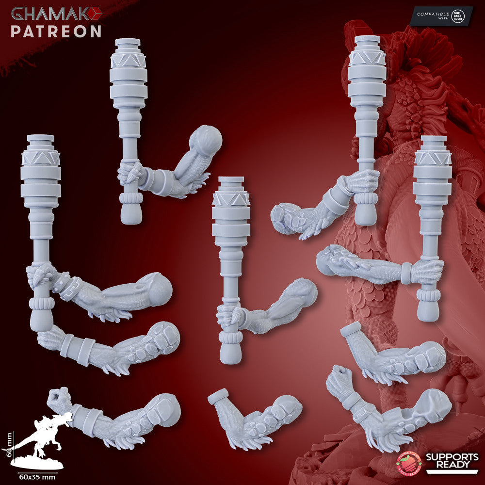 Parasauro Warlocks (5 Units), resin miniature, 28mm heroic scale unpainted resin, view 10
