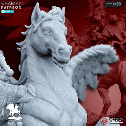 Sunev (Life Magic) Wizard on Pegasus, resin miniature, 28mm heroic scale unpainted resin, view 2