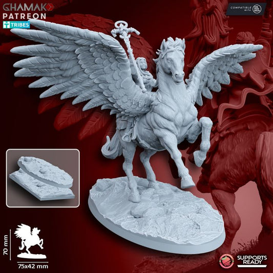 Sunev (Life Magic) Wizard on Pegasus, resin miniature, 28mm heroic scale unpainted resin, view 4