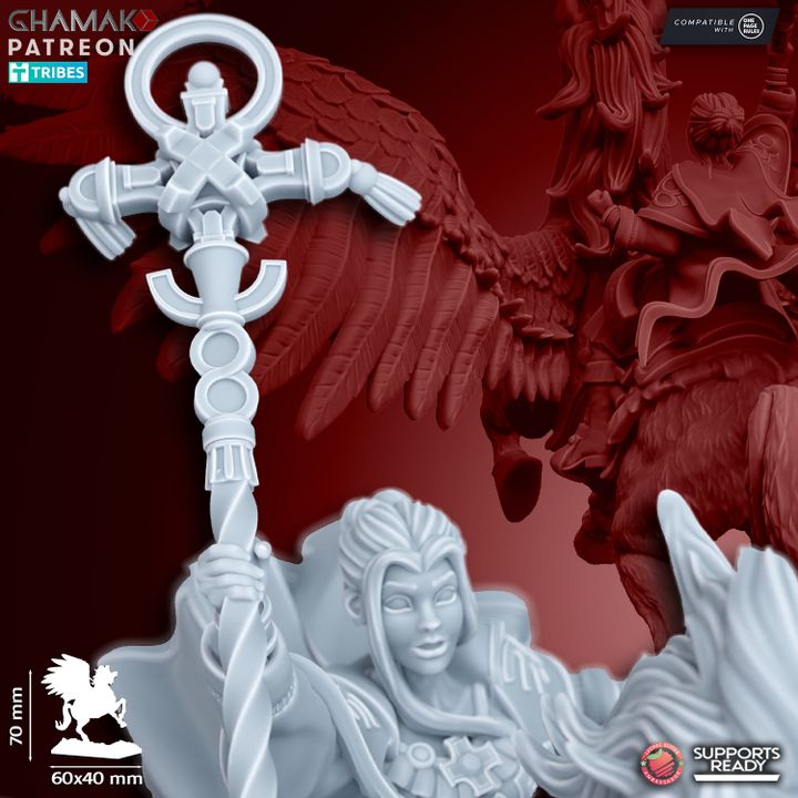 Sunev (Life Magic) Wizard on Pegasus, resin miniature, 28mm heroic scale unpainted resin, view 7