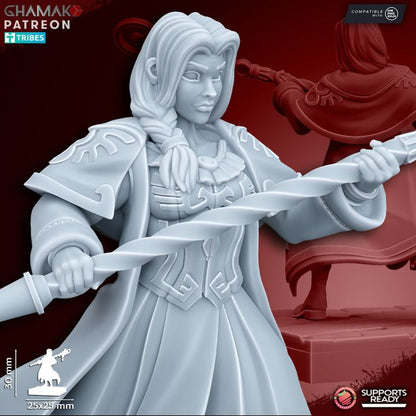 Sunev Wizard 2 on Foot, resin miniature, 28mm heroic scale unpainted resin, view 2