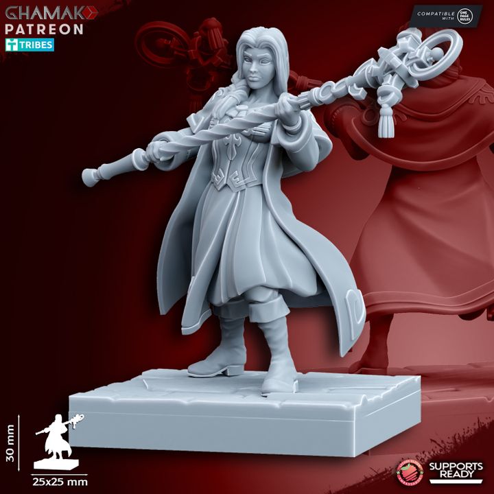 Sunev Wizard 2 on Foot, resin miniature, 28mm heroic scale unpainted resin, view 3