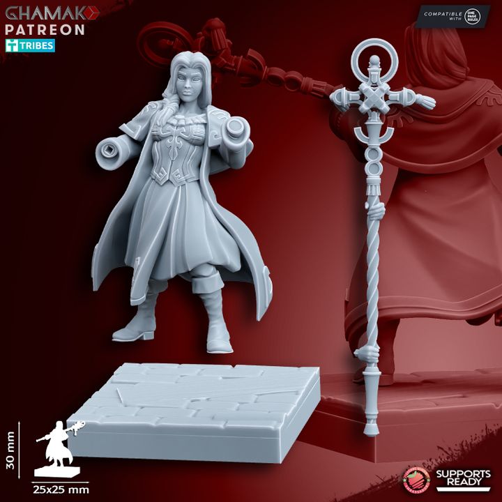 Sunev Wizard 2 on Foot, resin miniature, 28mm heroic scale unpainted resin, view 4