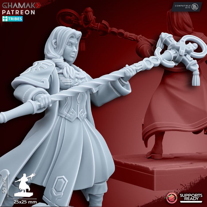 Sunev Wizard 2 on Foot, resin miniature, 28mm heroic scale unpainted resin, view 5