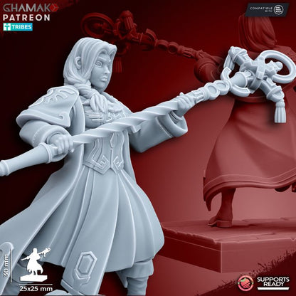 Sunev Wizard 2 on Foot, resin miniature, 28mm heroic scale unpainted resin, view 5