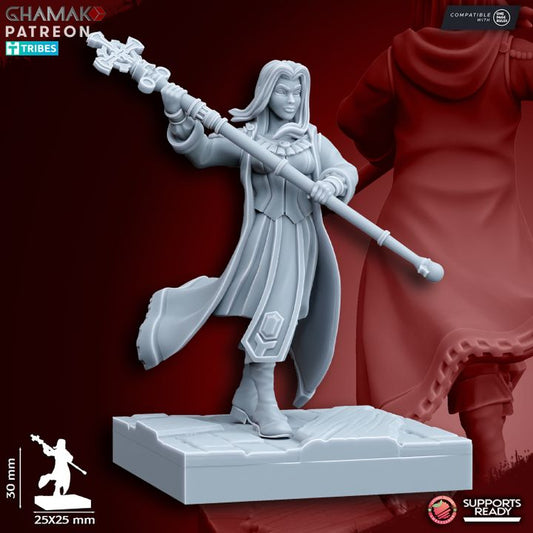 Sunev Wizard on Foot, resin miniature, 28mm heroic scale unpainted resin
