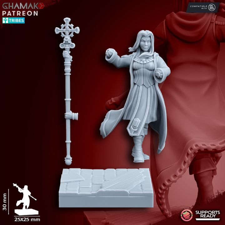 Sunev Wizard on Foot, resin miniature, 28mm heroic scale unpainted resin, view 2