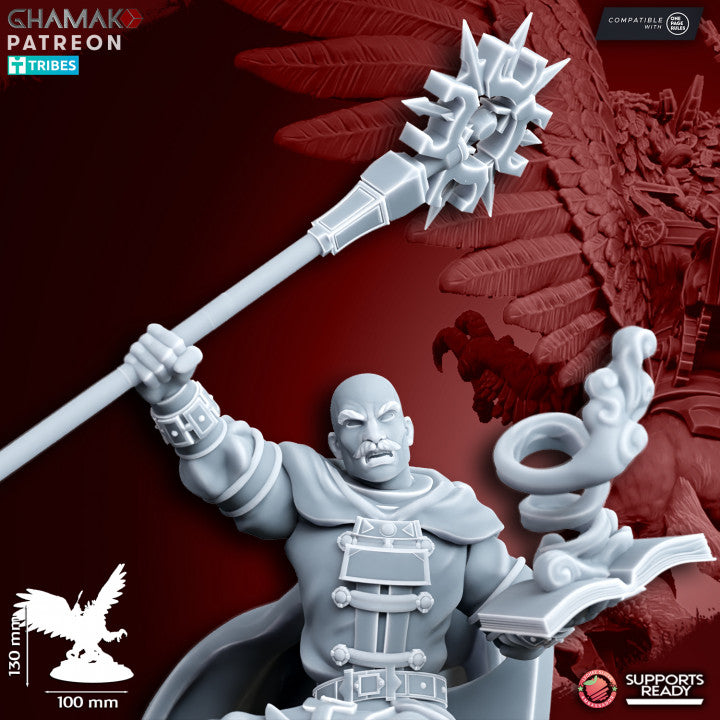 Supreme Wizard on Two-Headed Gryphon, resin miniature, 28mm heroic scale unpainted resin, view 2