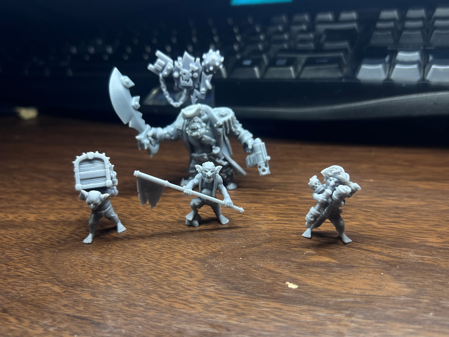 Orks Kapn Blaaady Beard, proxy miniature, 28mm heroic scale unpainted resin, view 2