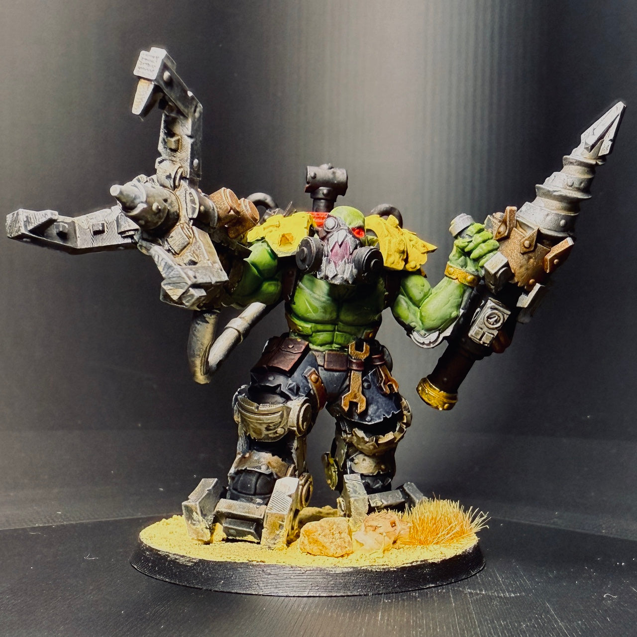 Orks Exo Boss With Drill, proxy miniature, character, 28mm heroic scale unpainted resin, view 6