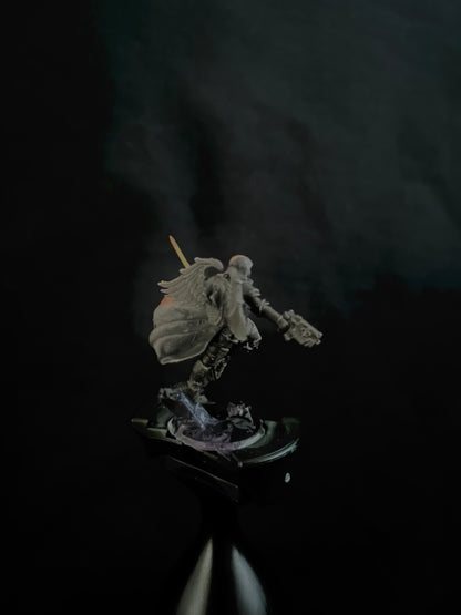 Battle Sisters Angel Of War, proxy miniature, 28mm heroic scale unpainted resin, view 5