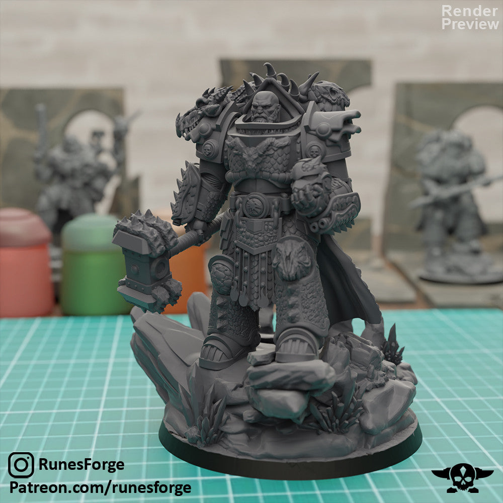 Flame Knights Prime Leader of the Dragon Knights, Flame Knights proxy miniature, 28mm heroic scale unpainted resin, view 2