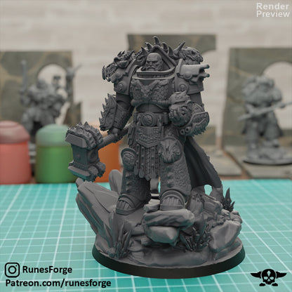 Flame Knights Prime Leader of the Dragon Knights, Flame Knights proxy miniature, 28mm heroic scale unpainted resin, view 2