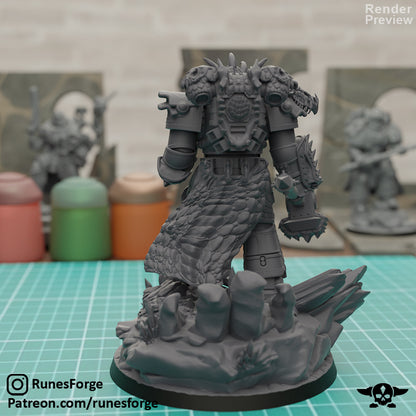 Flame Knights Prime Leader of the Dragon Knights, Flame Knights proxy miniature, 28mm heroic scale unpainted resin, view 4