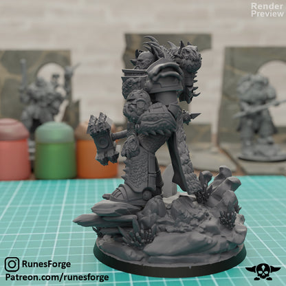 Flame Knights Prime Leader of the Dragon Knights, Flame Knights proxy miniature, 28mm heroic scale unpainted resin, view 5