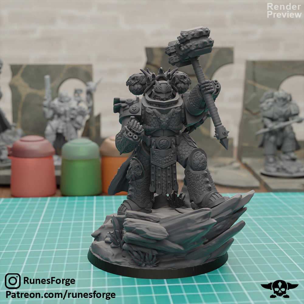 Flame Knights Prime Leader of the Dragon Knights, Flame Knights proxy miniature, 28mm heroic scale unpainted resin, view 6