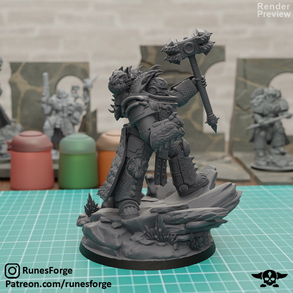 Flame Knights Prime Leader of the Dragon Knights, Flame Knights proxy miniature, 28mm heroic scale unpainted resin, view 7