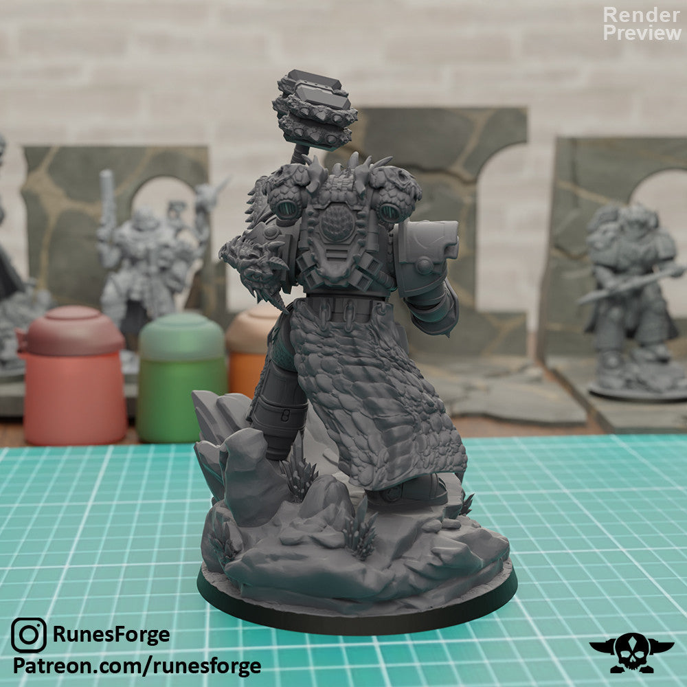 Flame Knights Prime Leader of the Dragon Knights, Flame Knights proxy miniature, 28mm heroic scale unpainted resin, view 8