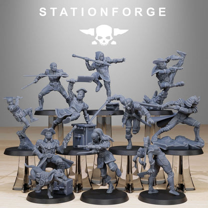 Hive Citizens GrimCorp Jesters (10 Units), Hive Citizens proxy miniature, 28mm heroic scale unpainted resin