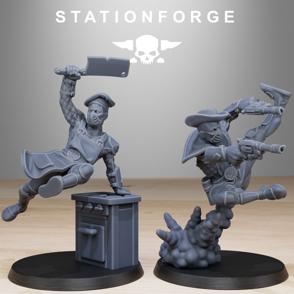 Hive Citizens GrimCorp Jesters (10 Units), Hive Citizens proxy miniature, 28mm heroic scale unpainted resin, view 2