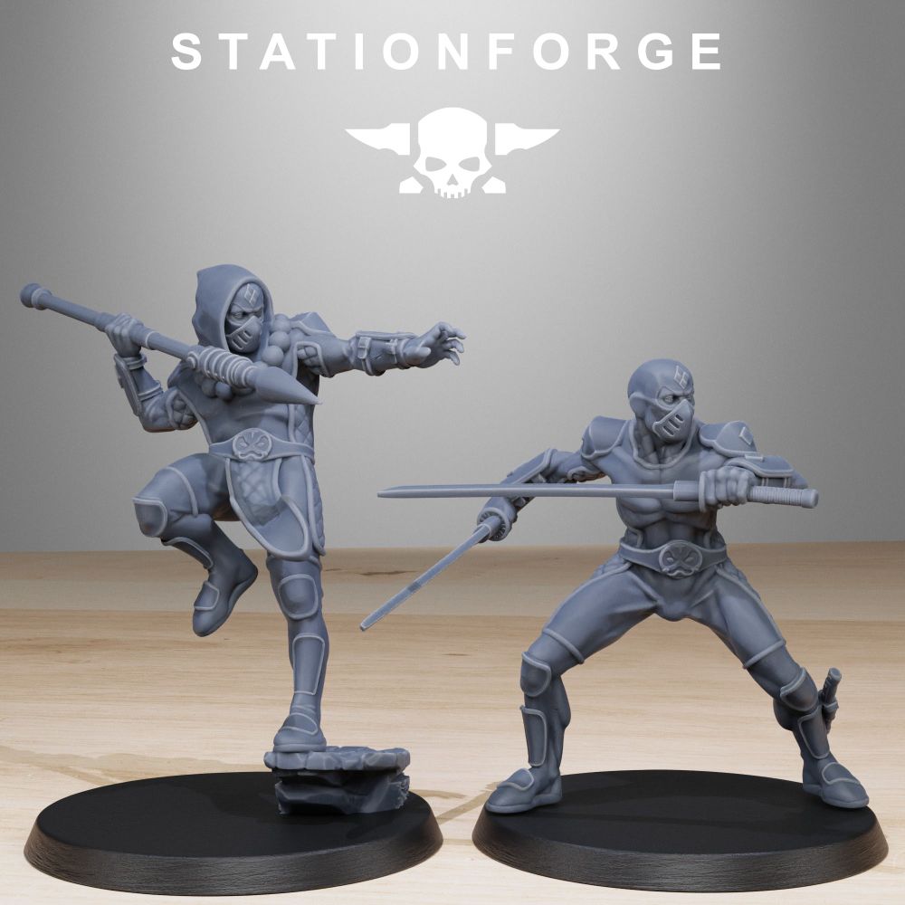 Hive Citizens GrimCorp Jesters (10 Units), Hive Citizens proxy miniature, 28mm heroic scale unpainted resin, view 3