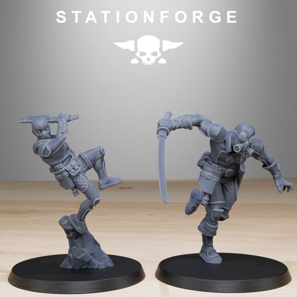 Hive Citizens GrimCorp Jesters (10 Units), Hive Citizens proxy miniature, 28mm heroic scale unpainted resin, view 4