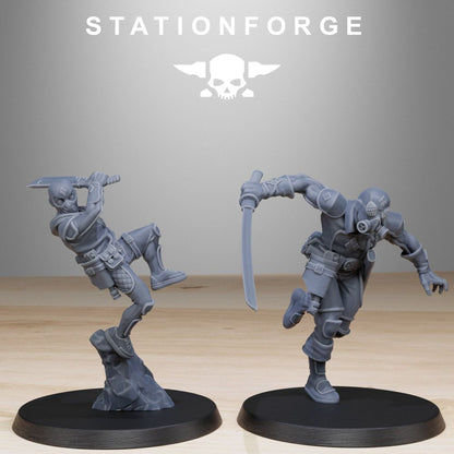 Hive Citizens GrimCorp Jesters (10 Units), Hive Citizens proxy miniature, 28mm heroic scale unpainted resin, view 4