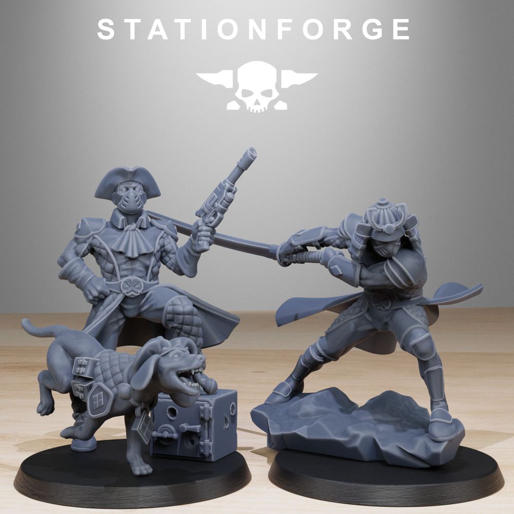 Hive Citizens GrimCorp Jesters (10 Units), Hive Citizens proxy miniature, 28mm heroic scale unpainted resin, view 5