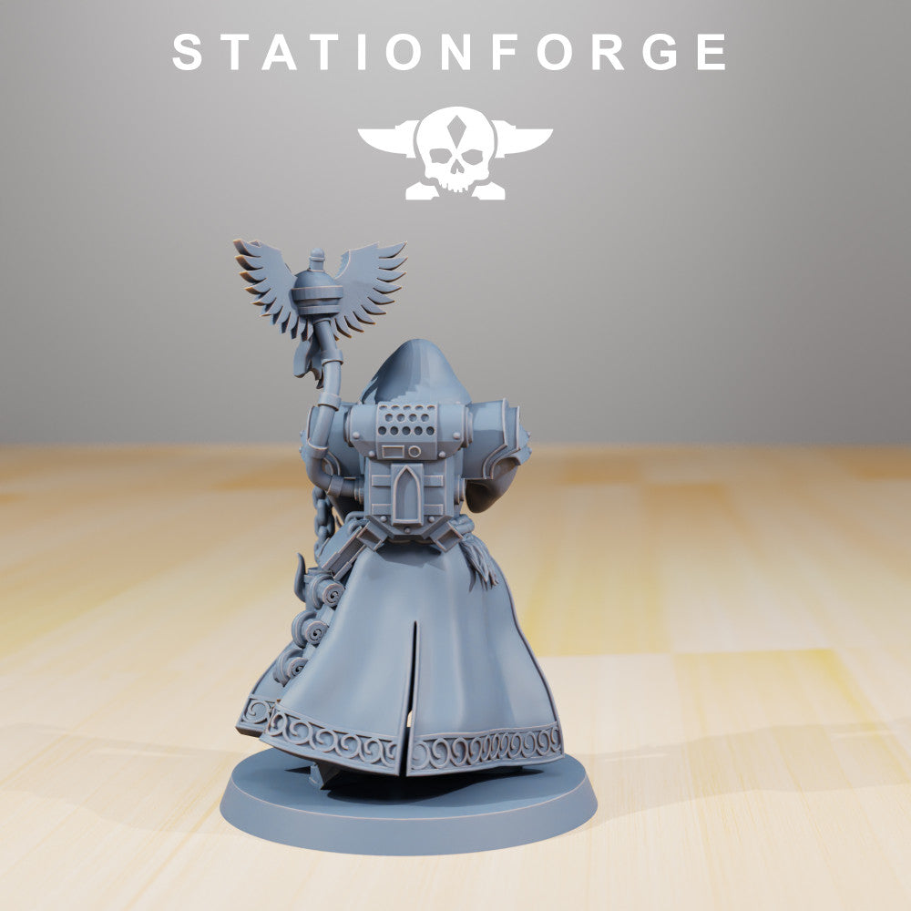 Inquisition The Interrogator, Inquisition proxy miniature, 28mm heroic scale unpainted resin, view 3