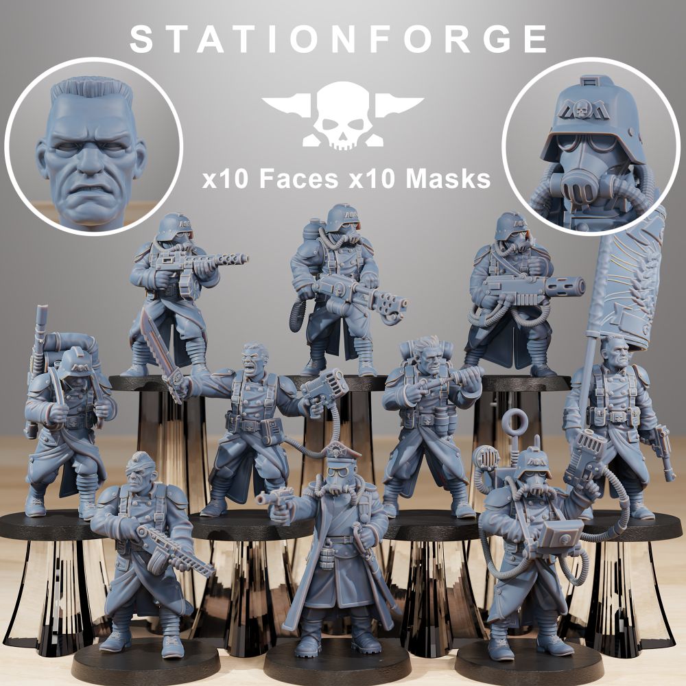 GrimGuard Starter Pack, miniature bundle, 28mm heroic scale unpainted resin, view 3