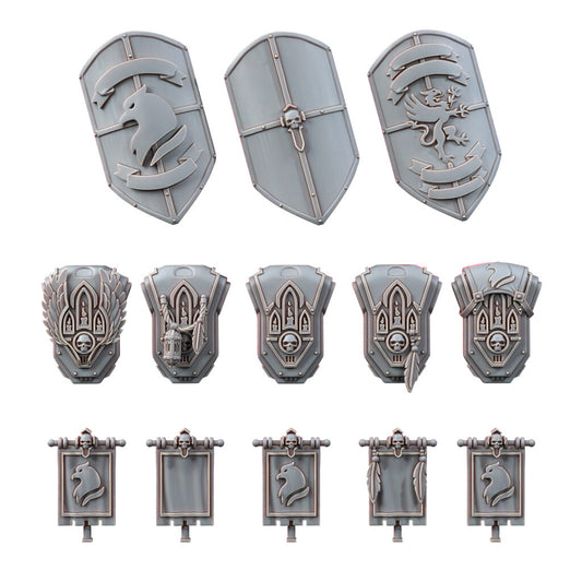 Hooded Knights Backpacks, resin conversion bits, 28mm heroic scale unpainted resin