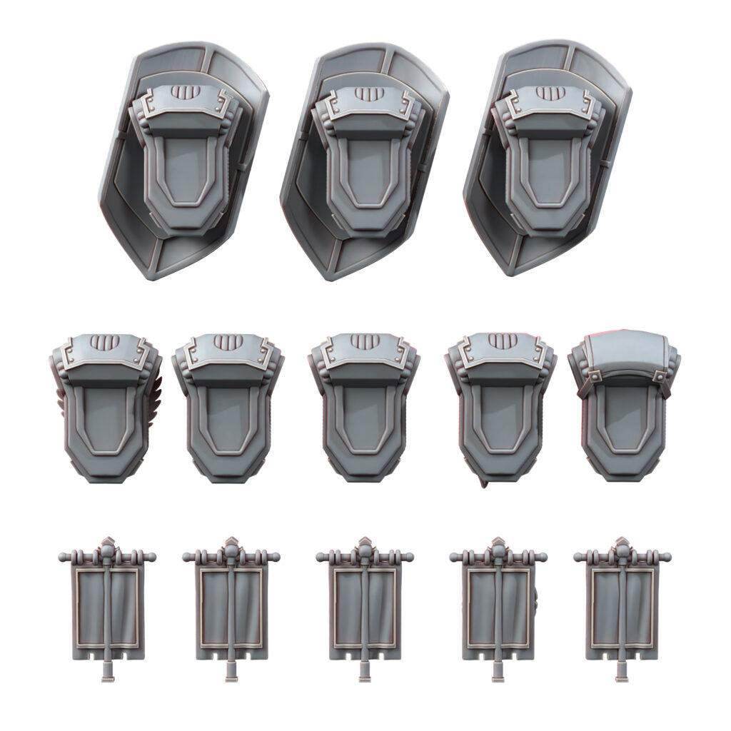 Hooded Knights Backpacks, resin conversion bits, 28mm heroic scale unpainted resin, view 2