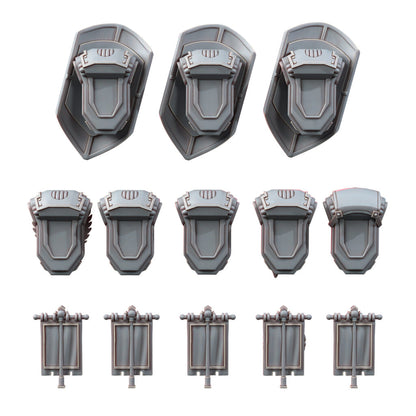 Hooded Knights Backpacks, resin conversion bits, 28mm heroic scale unpainted resin, view 2
