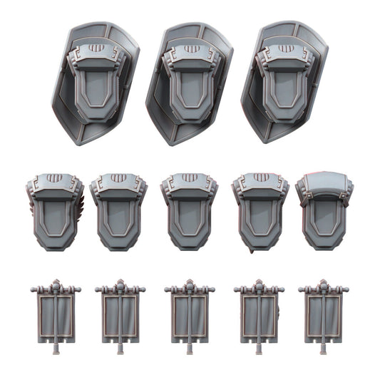 Hooded Knights Backpacks, resin conversion bits, 28mm heroic scale unpainted resin, view 2