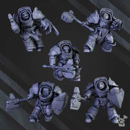 Siege Knights Heavy Knights Of The Golden Pavise (5 Units), proxy miniature, squad, 28mm heroic scale unpainted resin