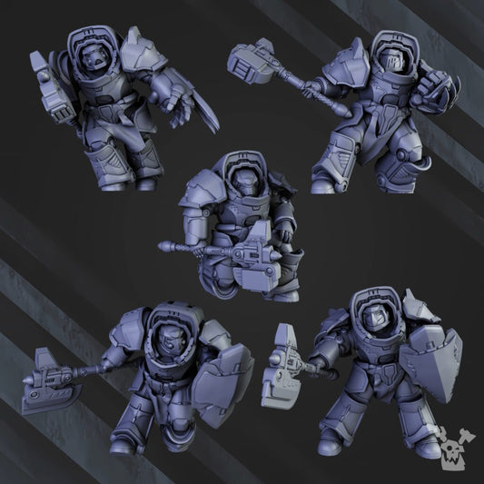 Siege Knights Heavy Knights Of The Golden Pavise (5 Units), proxy miniature, squad, 28mm heroic scale unpainted resin