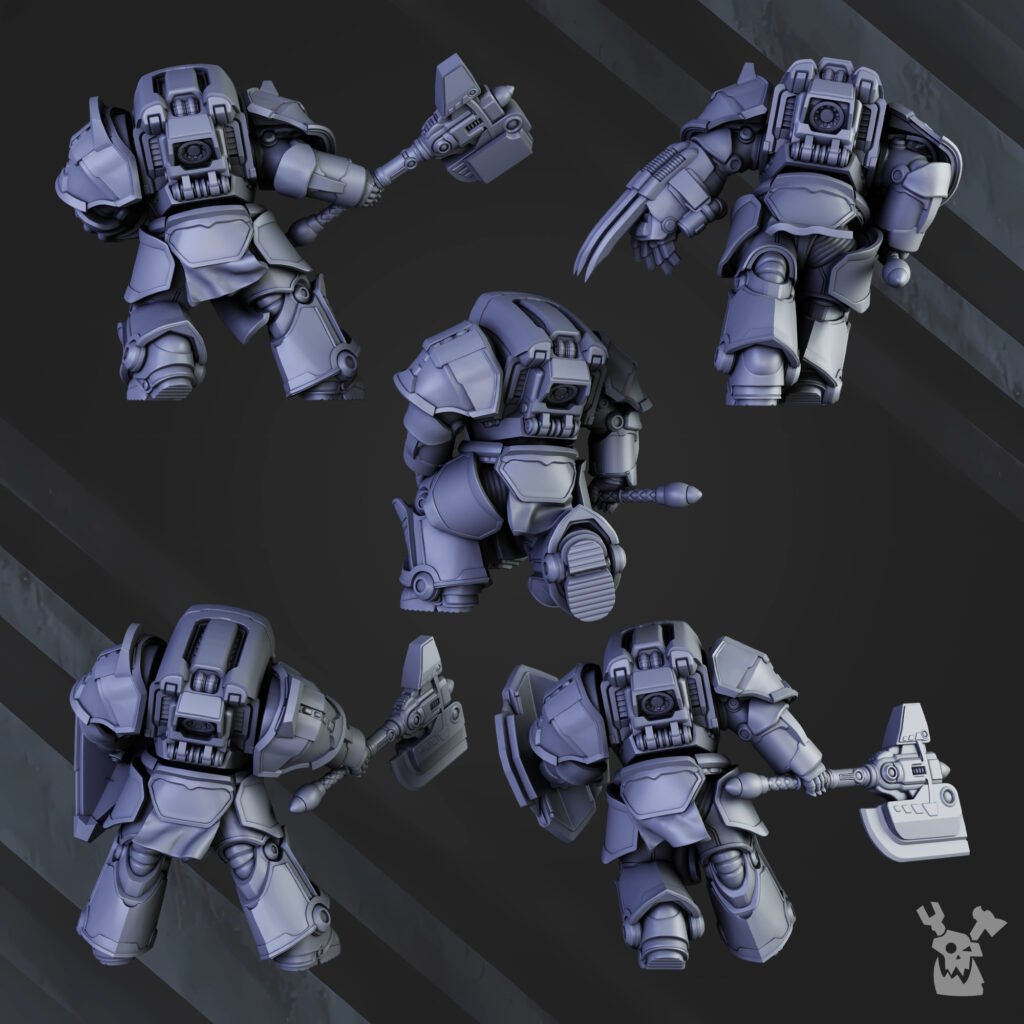 Siege Knights Heavy Knights Of The Golden Pavise (5 Units), proxy miniature, squad, 28mm heroic scale unpainted resin, view 3