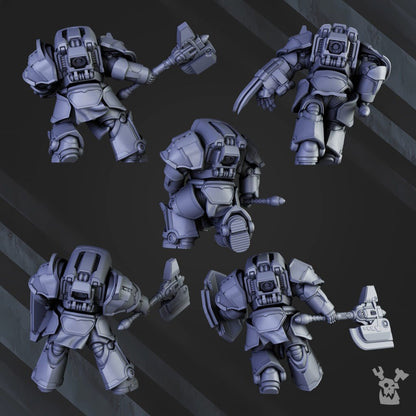 Siege Knights Heavy Knights Of The Golden Pavise (5 Units), proxy miniature, squad, 28mm heroic scale unpainted resin, view 3