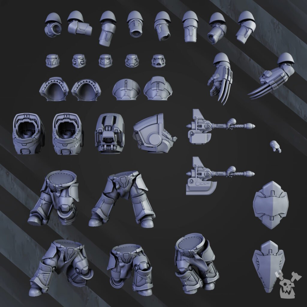 Siege Knights Heavy Knights Of The Golden Pavise (5 Units), proxy miniature, squad, 28mm heroic scale unpainted resin, view 6