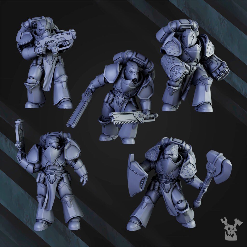 Siege Knights Of The Sky Gates (10 Units), proxy miniature, squad, 28mm heroic scale unpainted resin