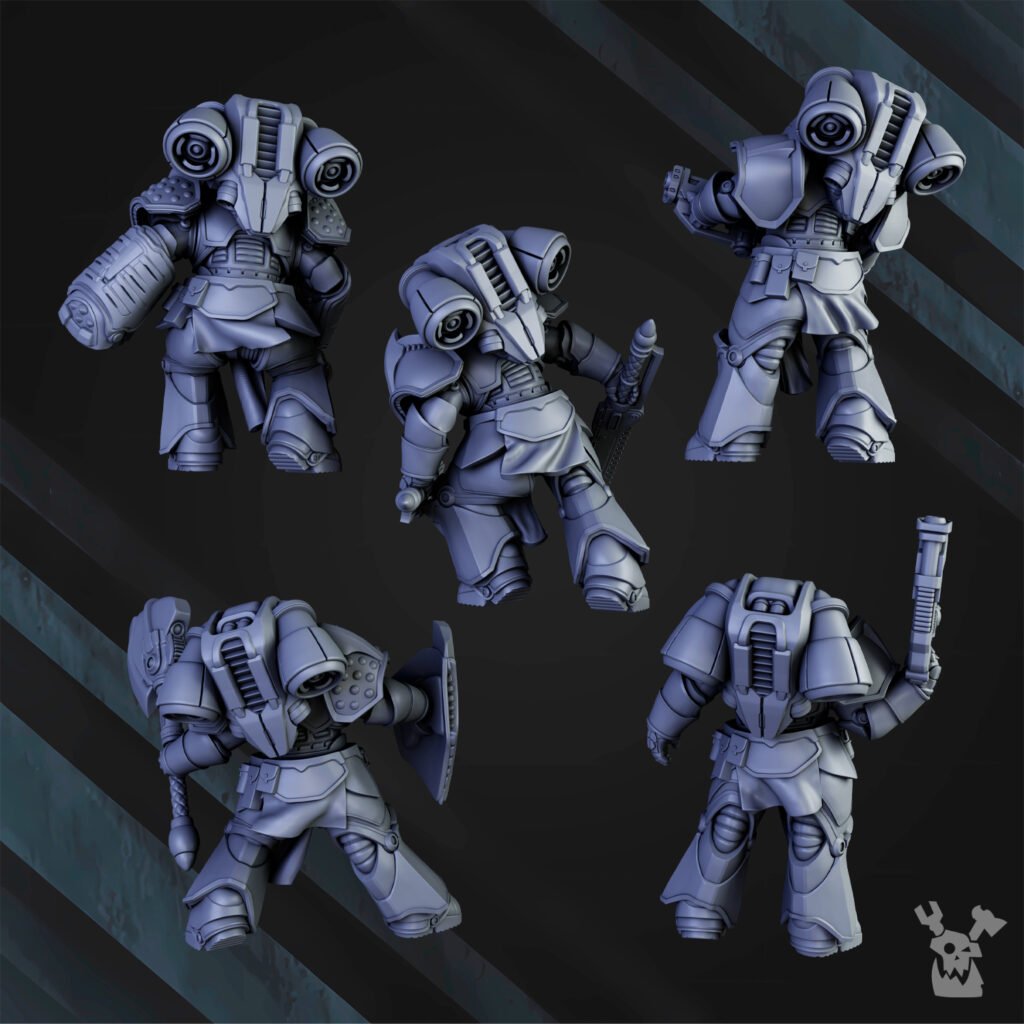 Siege Knights Of The Sky Gates (10 Units), proxy miniature, squad, 28mm heroic scale unpainted resin, view 2
